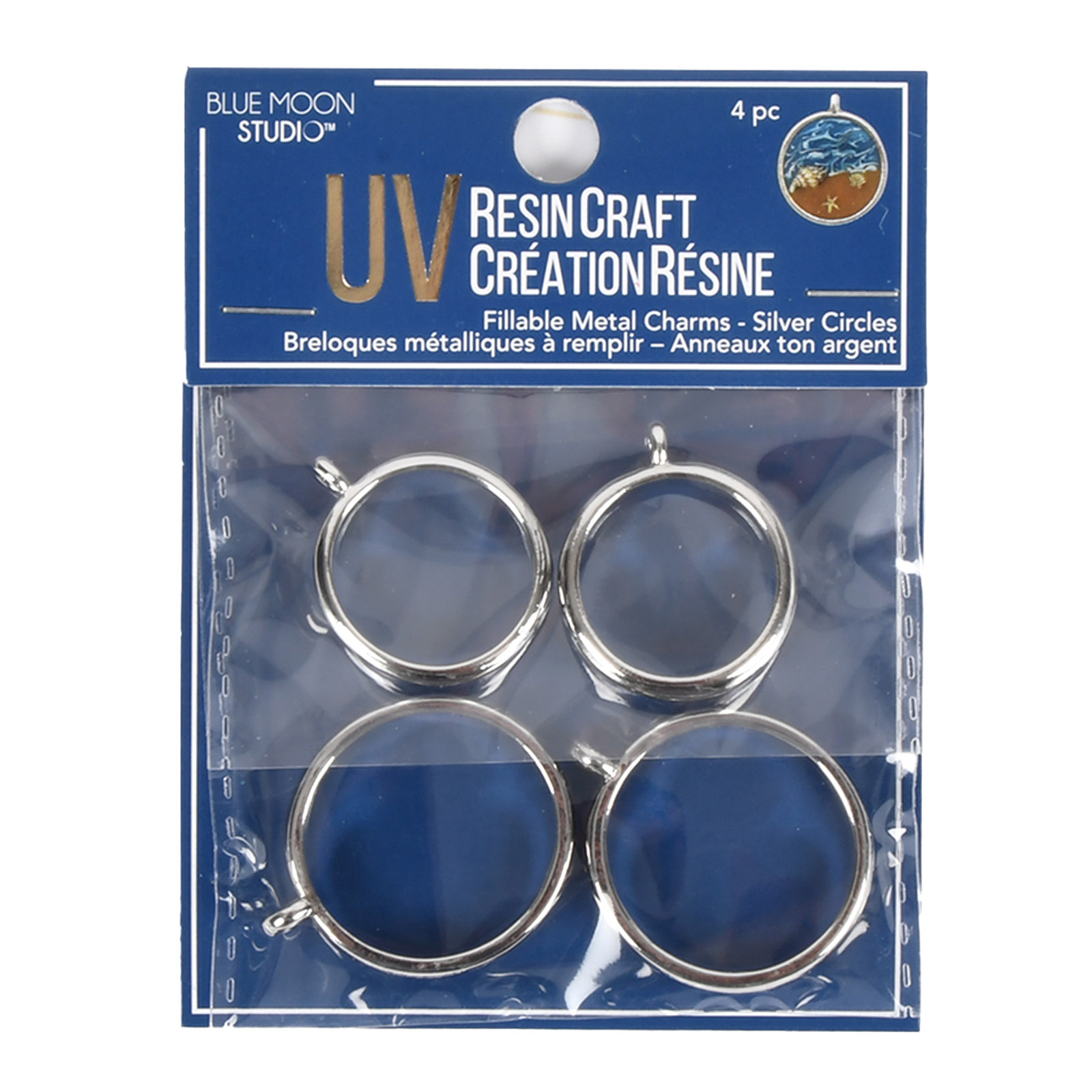 Blue Moon Studio™ UV Resin Craft Silver Circles Fillable Metal Charms